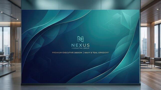 Abstract isometric network illustration with data servers and futuristic technology elements in blue tones