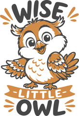 Fototapeta premium Cute little owl character with autumn leaves cute owl cartoon owl orange owl