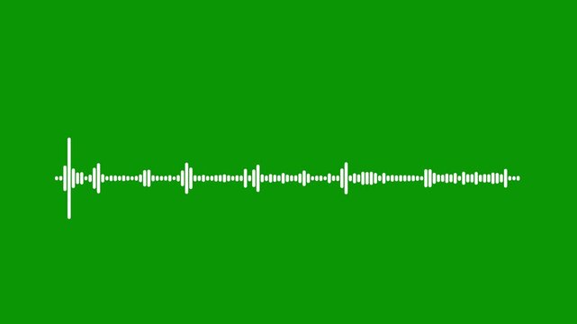 Abstract music waves oscillation. Sound wave pattern animated overlay. audio bar, spectrum form white video footage of audio visualizer on green background.4k