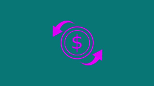 Animated dollar coin rotation financial transaction and currency exchange motion for business and banking digital interfaces,4k video.