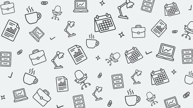 Office Pattern With Business Icons Background