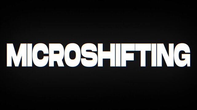Abstract glitch typography animation effect featuring microshifting text distortion