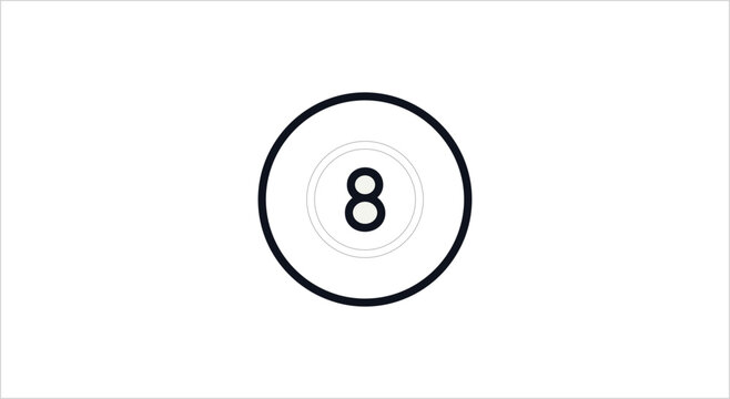 Simple Black and White Number Eight in Concentric Circles.