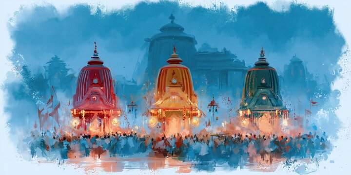 Rath yatra celebration background in watercolor style.