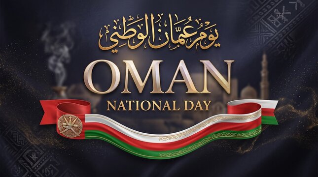 Oman National Day, Omani flag, Arabic calligraphy, National celebration, Middle Eastern culture