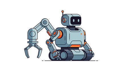 Fototapeta premium Cute Robot with Claw Arm - Future Technology, AI, Robotics
