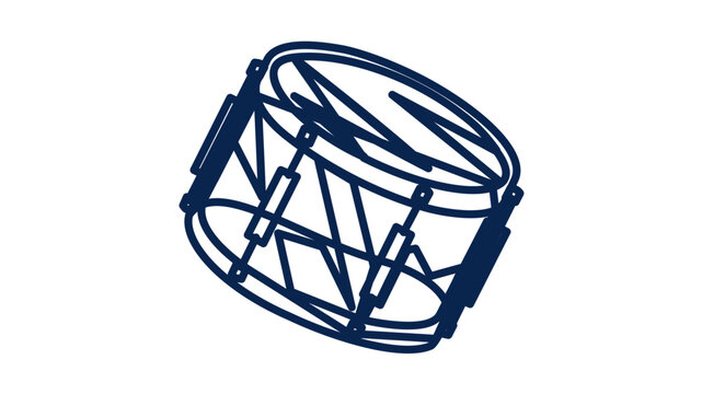 Simple clean flat vector line icon of a marching drum for patriotic parade graphics, percussion tutorials, or ceremonial event signage.