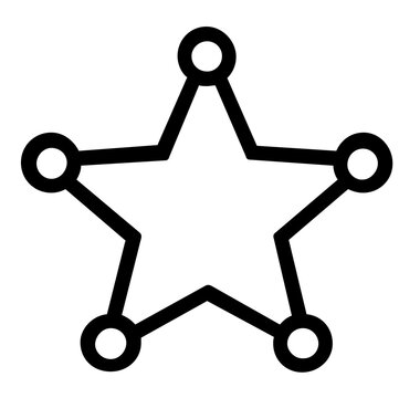 A simple clean flat vector line icon showing a sheriff star, suitable for county department branding, security screens, and badge labels.