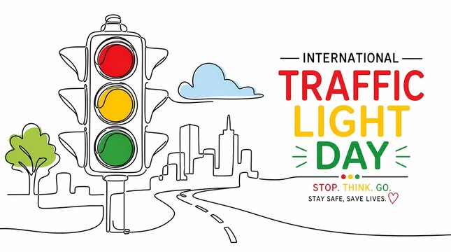 International Traffic Light Day Celebration with Modern Traffic Signal Illustration