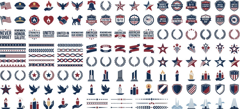 Patriot day memorial graphics 9 11 remembrance american flags and hero symbols