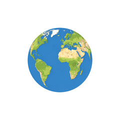 Fototapeta premium Simple globe showing continents and oceans on a plain white background