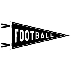 Black football pennant flag with white text © Sufia