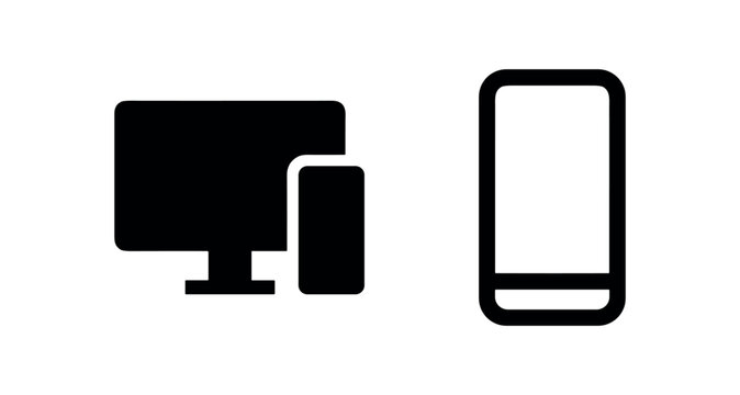 Responsive Design Devices Vector Icon Set - Desktop, Mobile, and Cross-Platform Connectivity