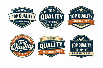 Obraz premium Vintage style top quality badges and labels identifying premium products with certification, guarantee, and 100% satisfaction