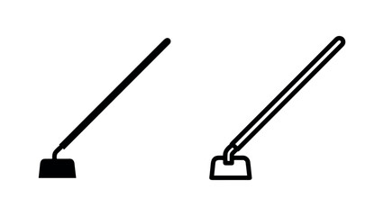 Garden hoe icon in solid and outline styles, used for weeding and cultivating soil. © liubomir118809