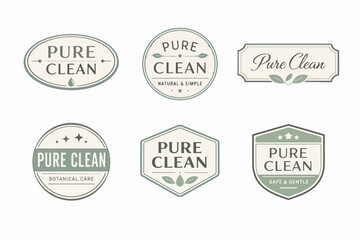 Fototapeta premium Pure clean logo sets creating branding for natural, botanical, safe and gentle eco-friendly products