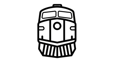 Line Drawing of a Front View Train Engine © Kang