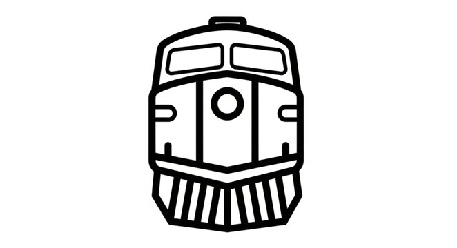 Line Drawing of a Front View Train Engine