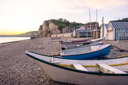 Scenic view of Yport near &Eacute;tretat on the Normandy coast of France featuring dramatic cliffs peaceful beaches and charming seaside scenery.