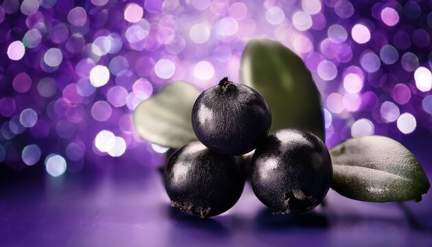 Charcoal Berry With Quiet Violet Light Bursts Background