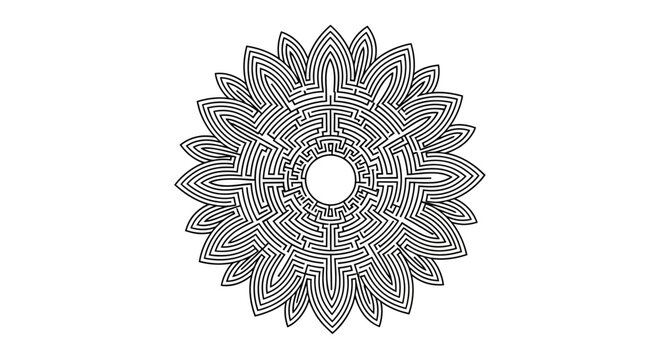 Geometric flower maze pattern with radial symmetry