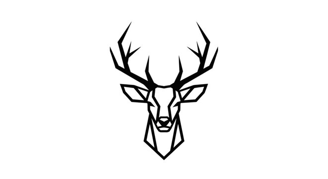 Geometric deer head vector illustration on white background.