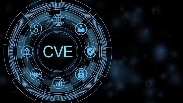 CVE Digital HUD Interface with Business Analytics Data and Futuristic Technology Visualization 4K animation video..