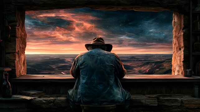 Man and Space. An illustration on the theme of man and space, territory, and lifestyle.