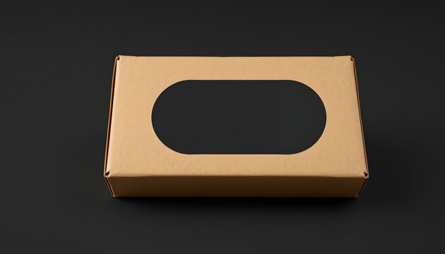 Rounded sticker mockup template on box package with copy space for your logo or graphic design, minimalism. White tone