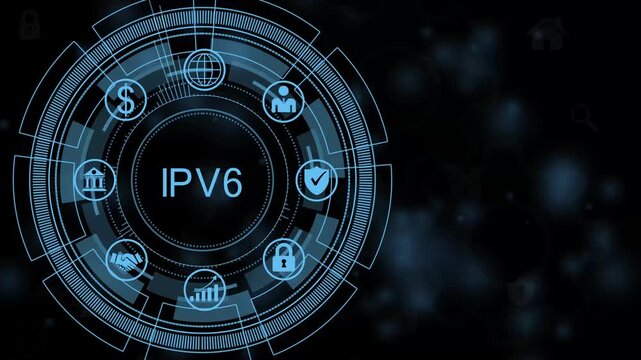 IPV6 Digital HUD Interface with Business Performance Analytics and Futuristic Technology Visualization 4K animation video..