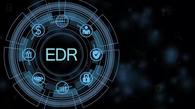 EDR Digital HUD Interface with Business Performance Analytics and Futuristic Technology Visualization 4K animation video..