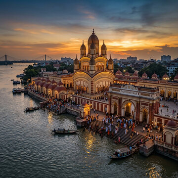 Dakshineswar Kali Temple on Hooghly River Bank Kolkata
