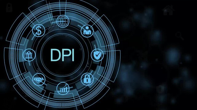 DPI Digital HUD Interface with Business Strategy Management and Futuristic Technology Visualization 4K animation video..