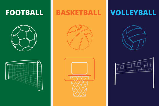 Game supplies sports icons chalk doodles illustration
