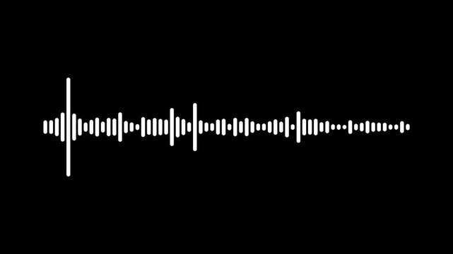 Audio waveform visualizer animation, white sound wave spectrum on black background, Dynamic white audio visualizer music sound wave animation, Sound wave animated audio waveform spectrum animation,4k