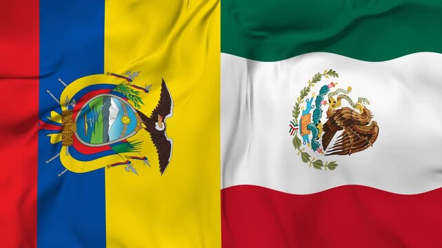 Ecuador vs Mexico flag animation seamless loop. 4k resolution