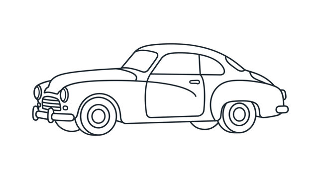 Vintage car line drawing profile view.