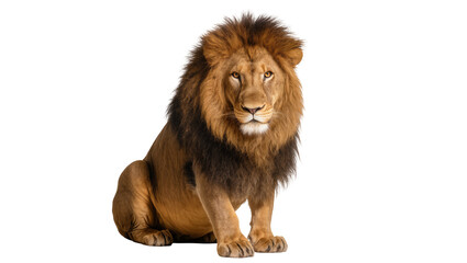Majestic male lion with full mane sitting attentively © Lukas