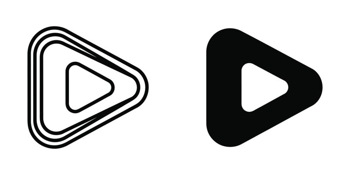 Modern rounded triangular play button set for multimedia interface and streaming application navigation ui