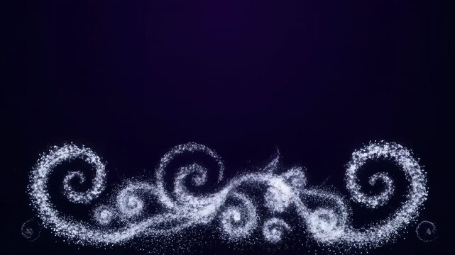 Elegant animation of shimmering white particles gracefully falling and forming a swirling abstract winter pattern technology, winter, swirling