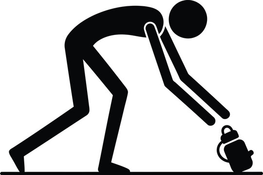 Stick figure pouring water from container illustration