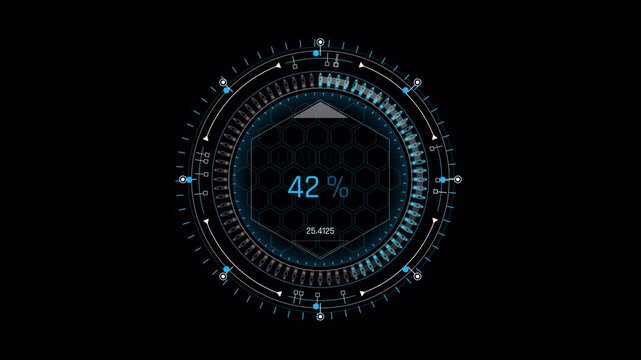 Futuristic Circular Digital Loading Progress Bar Animation.