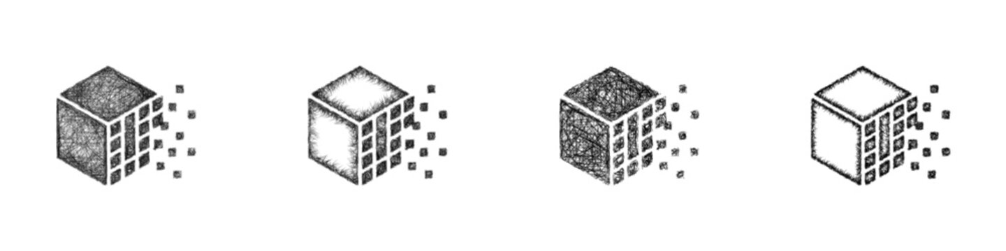 Sketch 3d printing services company logo design set