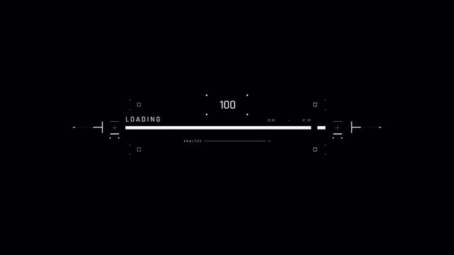 Futuristic Digital Loading Bar Animation with Data Indicators.