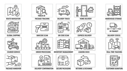 Fototapeta premium Logistics and shipping icons set.