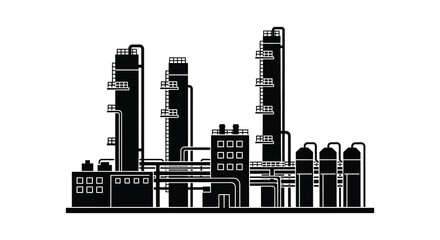 Naklejka premium Industrial factory silhouette plant facility building structure