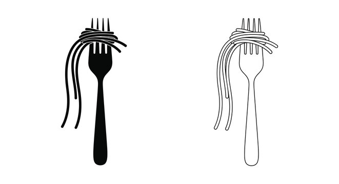 Fork with spaghetti silhouette noodles food eating