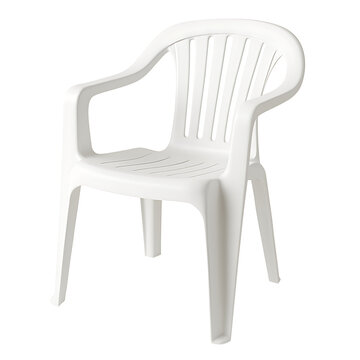 White plastic outdoor chair isolated on transparent background