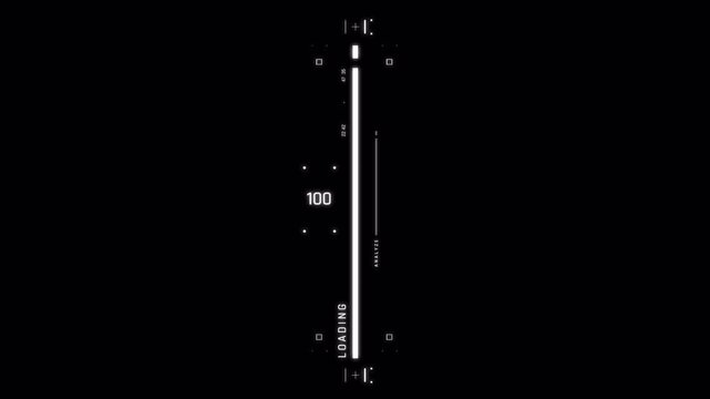 Minimalist vertical loading progress bar animation on black background.