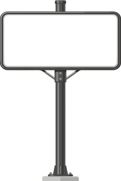 Roadside Signboard Vector Illustration with Metal Pole, Blank Street Sign, Isolated